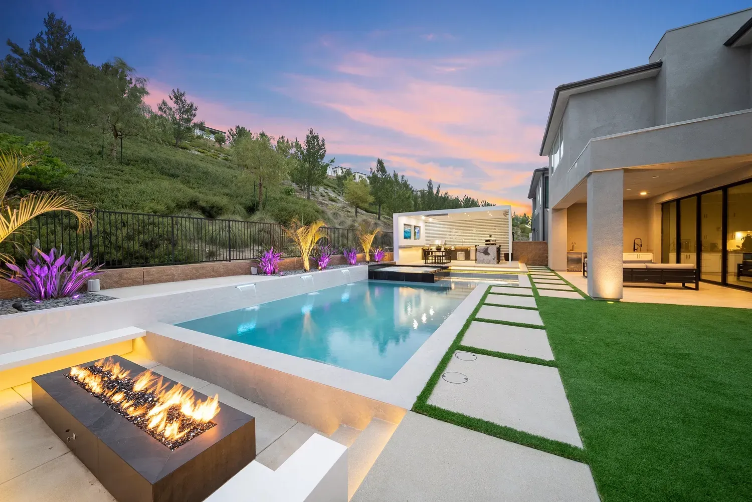 Modern and luxurious custom pool and outdoor living space by Westmod located in Los Angeles, CA.