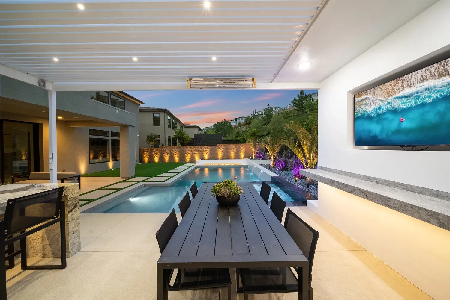 Modern and luxurious custom pool and outdoor living space by Westmod located in Los Angeles, CA.