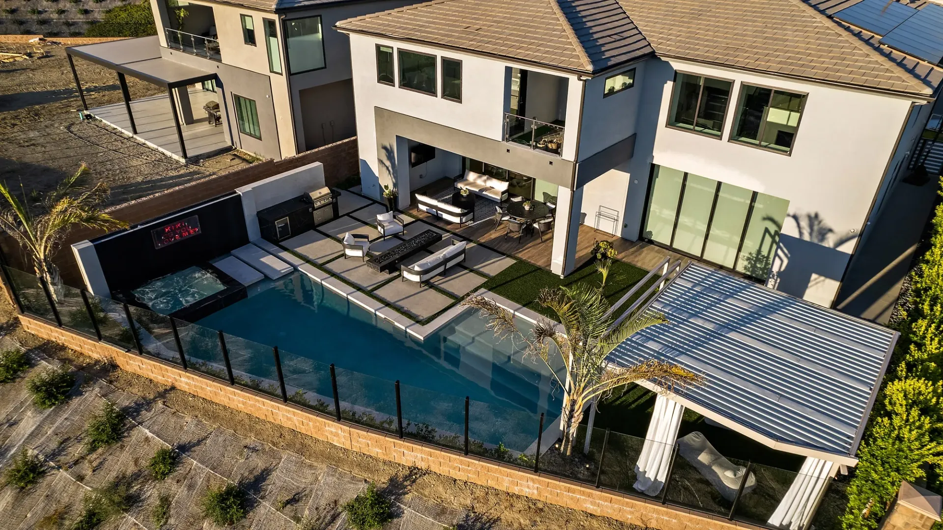 The Marquee. A Custom and luxurious swimming pool and private resort over looking Porter Ranch, CA.