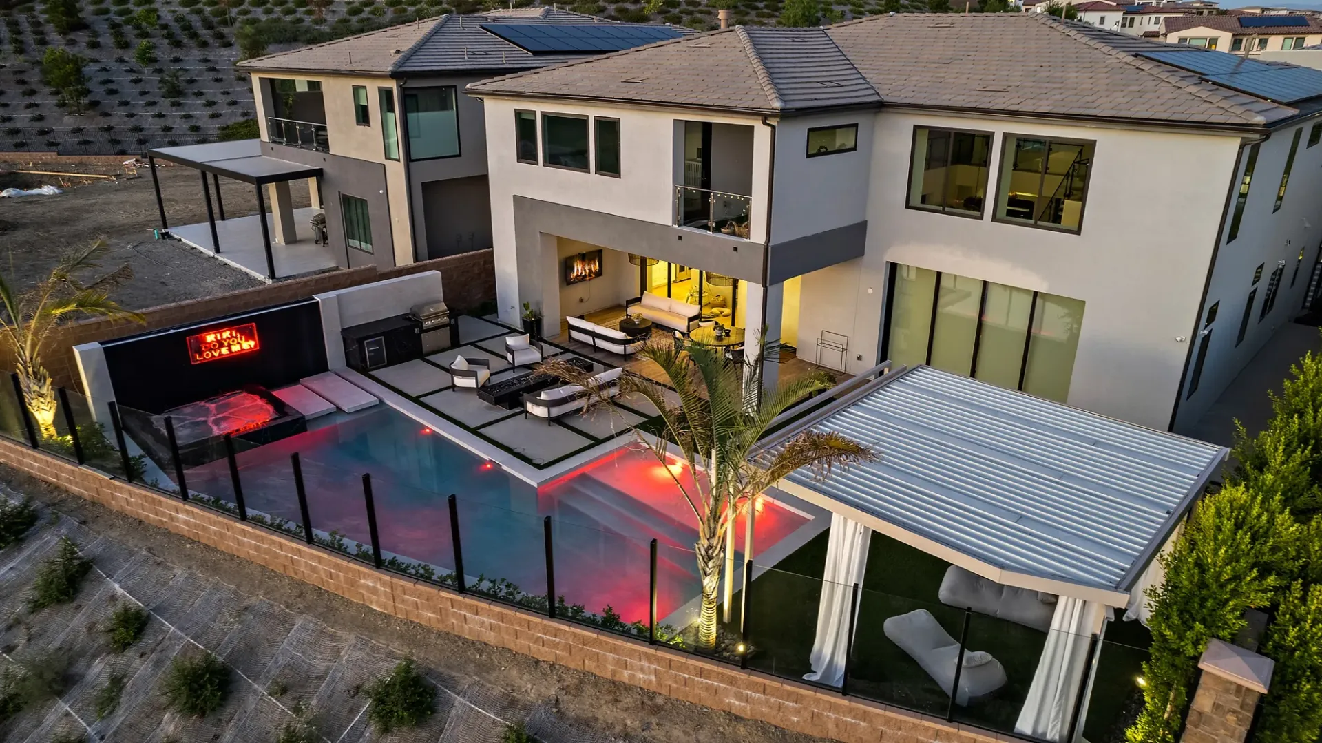 The Marquee. A Custom and luxurious swimming pool and private resort over looking Porter Ranch, CA.