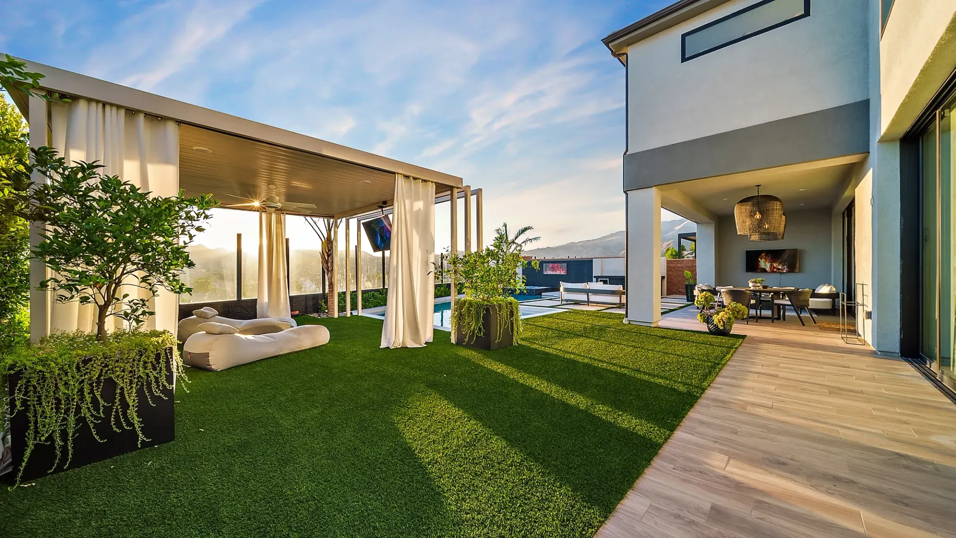 The Marquee. A Custom and luxurious swimming pool and private resort over looking Porter Ranch, CA.