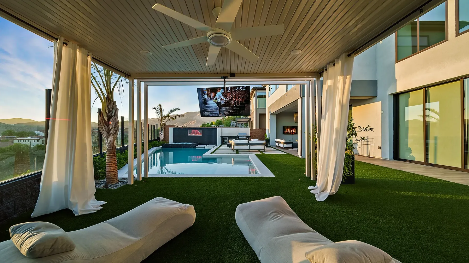 The Marquee. A Custom and luxurious swimming pool and private resort over looking Porter Ranch, CA.