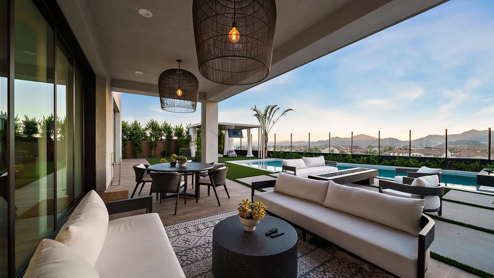 The Marquee. A Custom and luxurious swimming pool and private resort over looking Porter Ranch, CA.