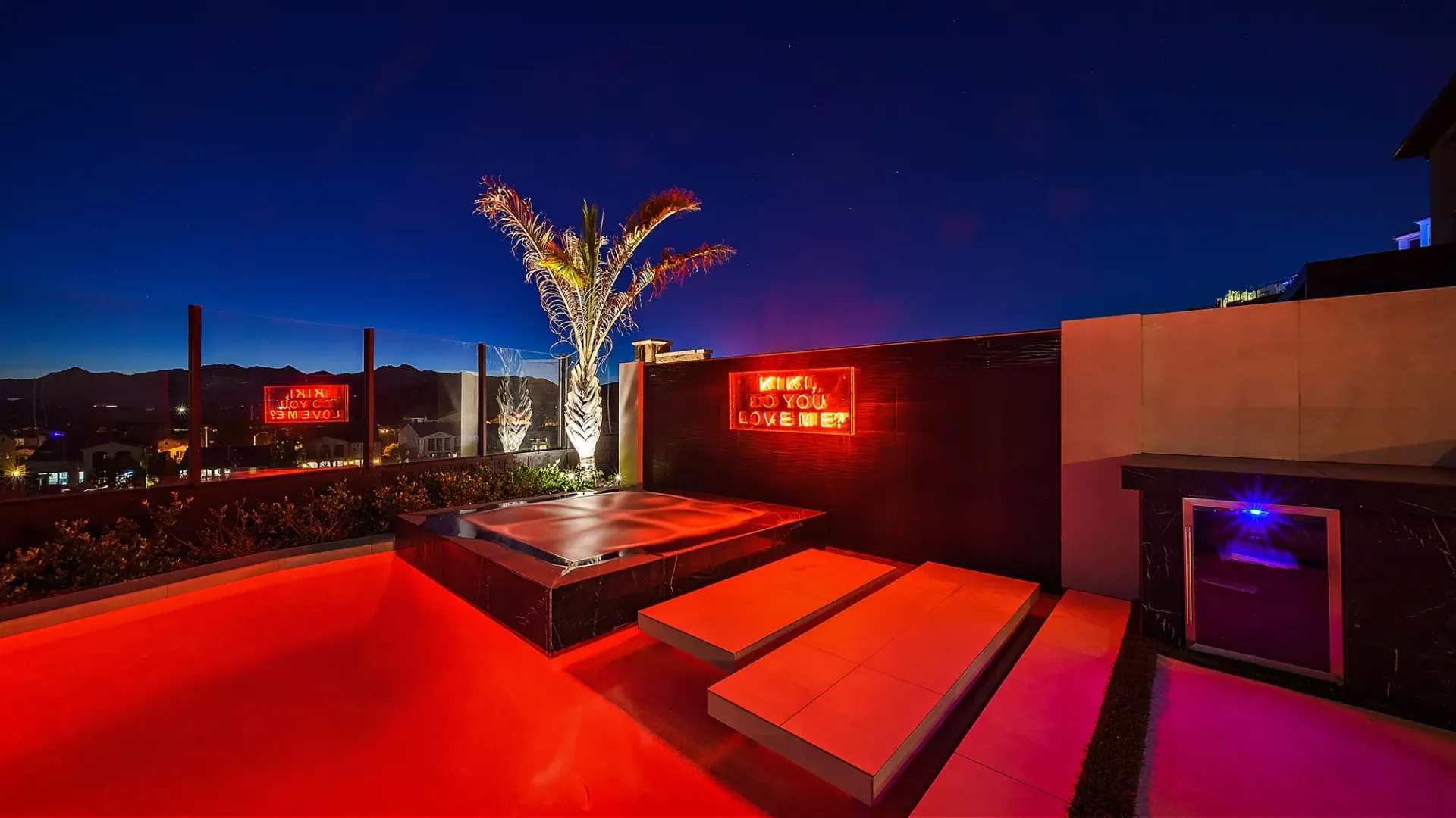 The Marquee. A Custom and luxurious swimming pool and private resort over looking Porter Ranch, CA.