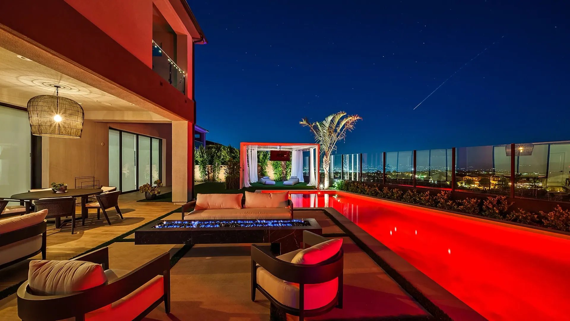 The Marquee. A Custom and luxurious swimming pool and private resort over looking Porter Ranch, CA.