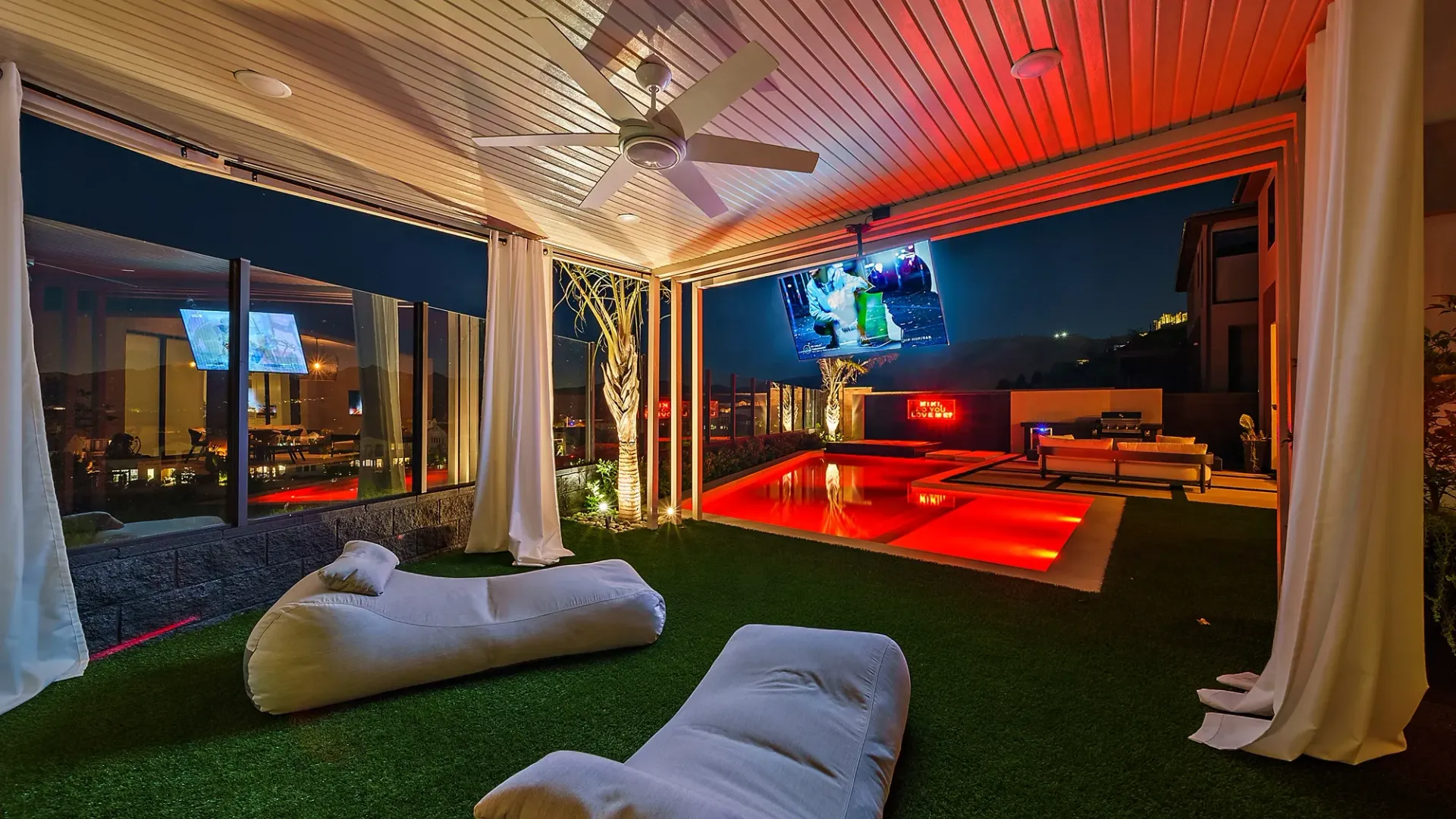 The Marquee. A Custom and luxurious swimming pool and private resort over looking Porter Ranch, CA.