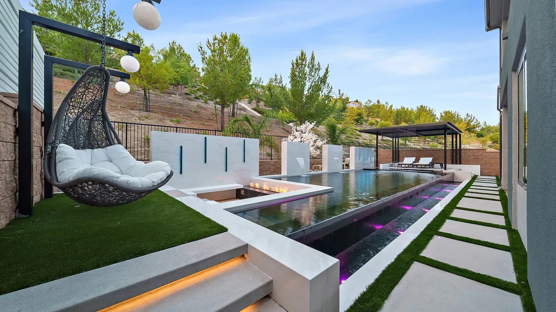 The Proper. A luxury swimming pool and outdoor living project designed and built in Porter Ranch, CA.