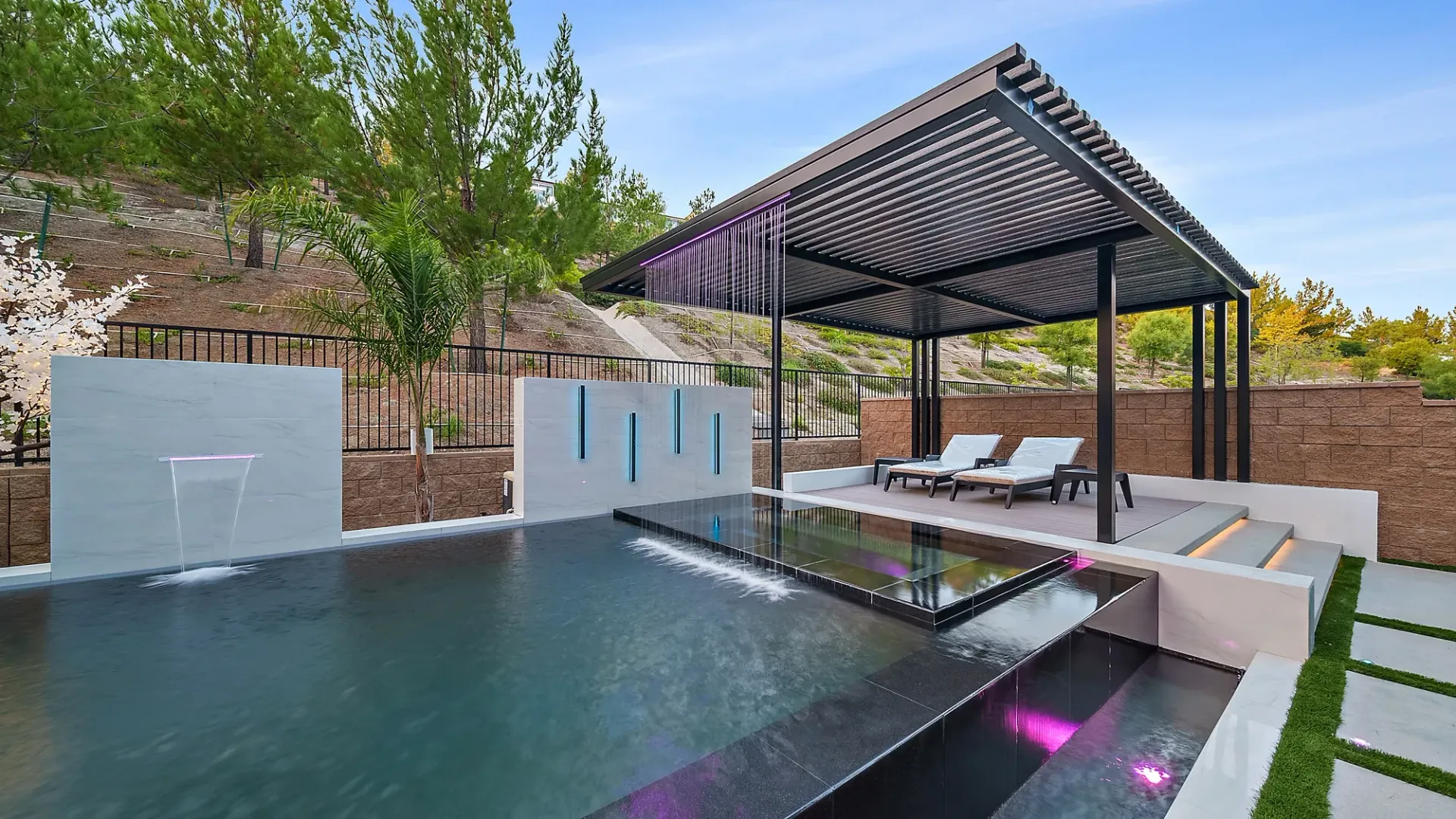 The Proper. A luxury swimming pool and outdoor living project designed and built in Porter Ranch, CA.