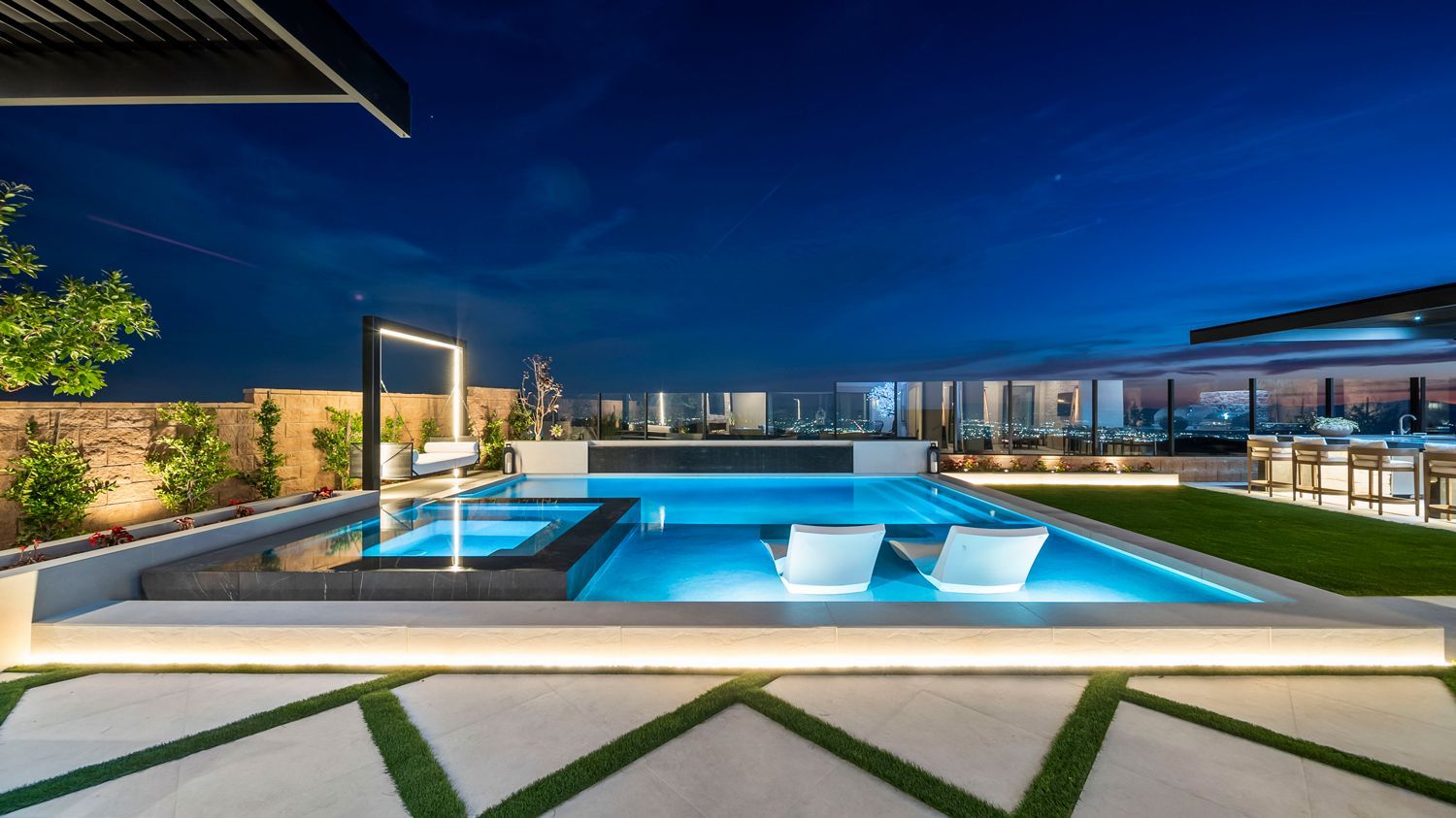 Legacy. Luxury Pool and Outdoor Living Space by Westmod located in Porter Ranch, CA.