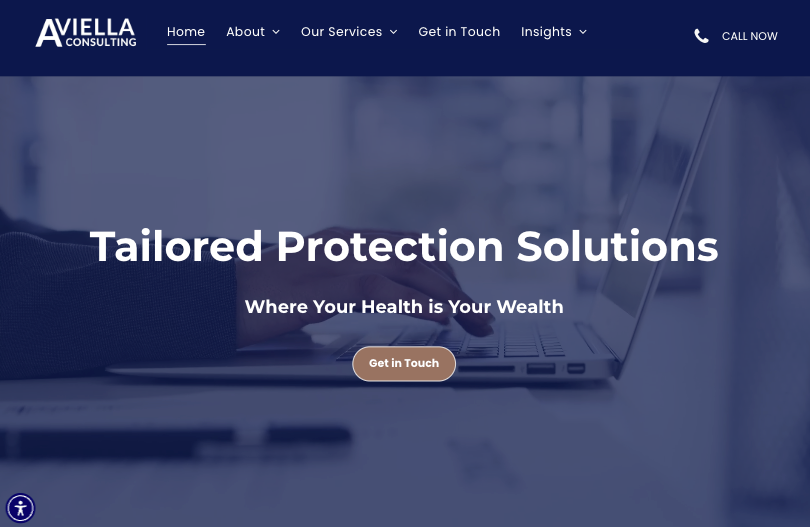 Website homepage with