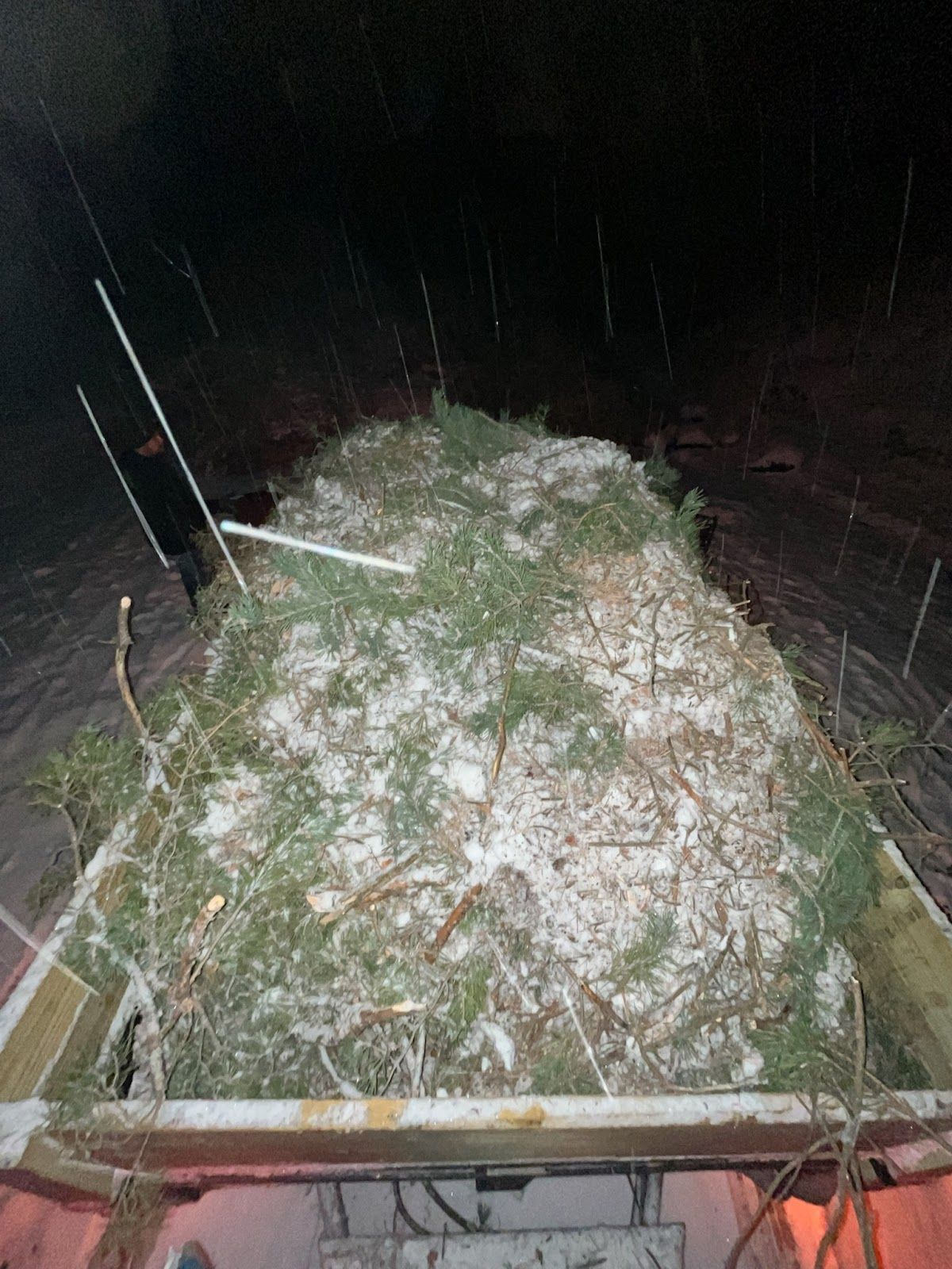 A large pile of hay is sitting on top of a trailer.