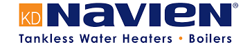 A logo for kd navien tankless water heaters and boilers