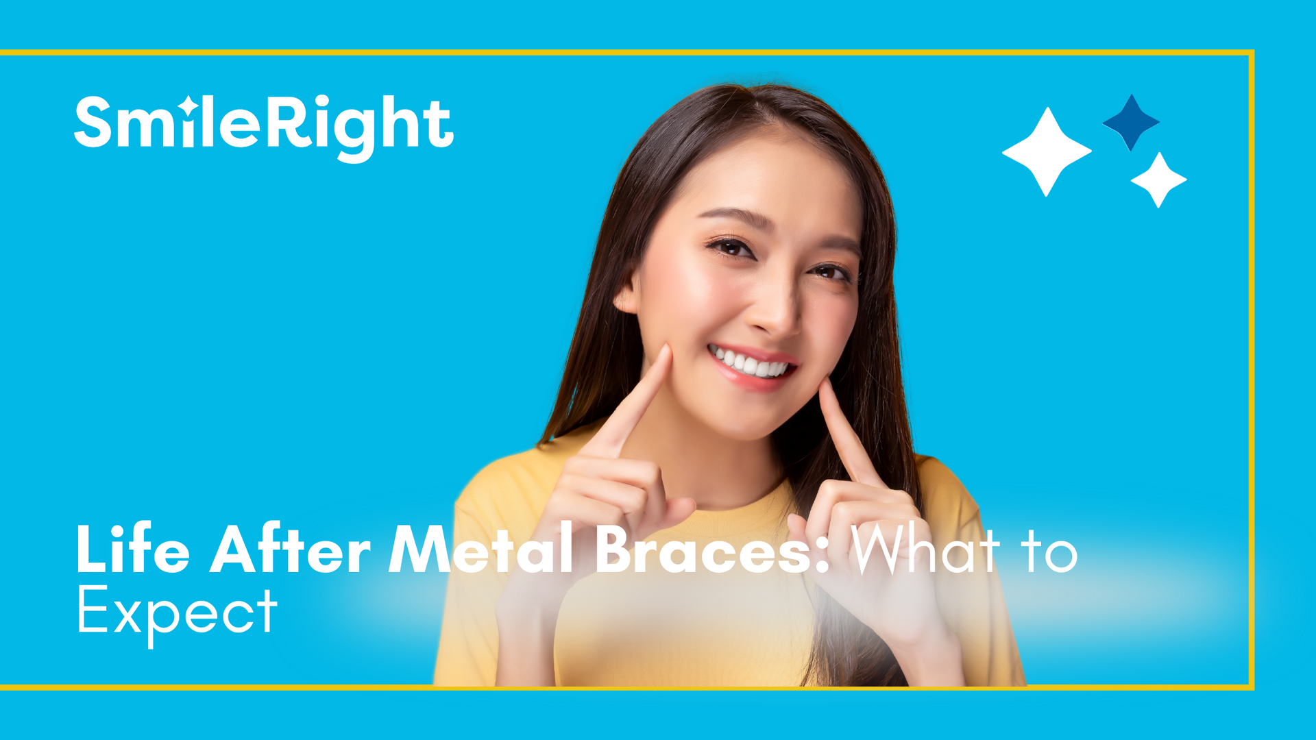 A woman is smiling with metal braces on her teeth.