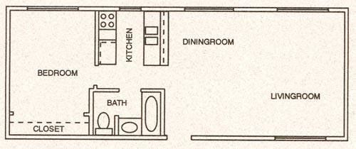 1 Bed 1 Bath Floorplan