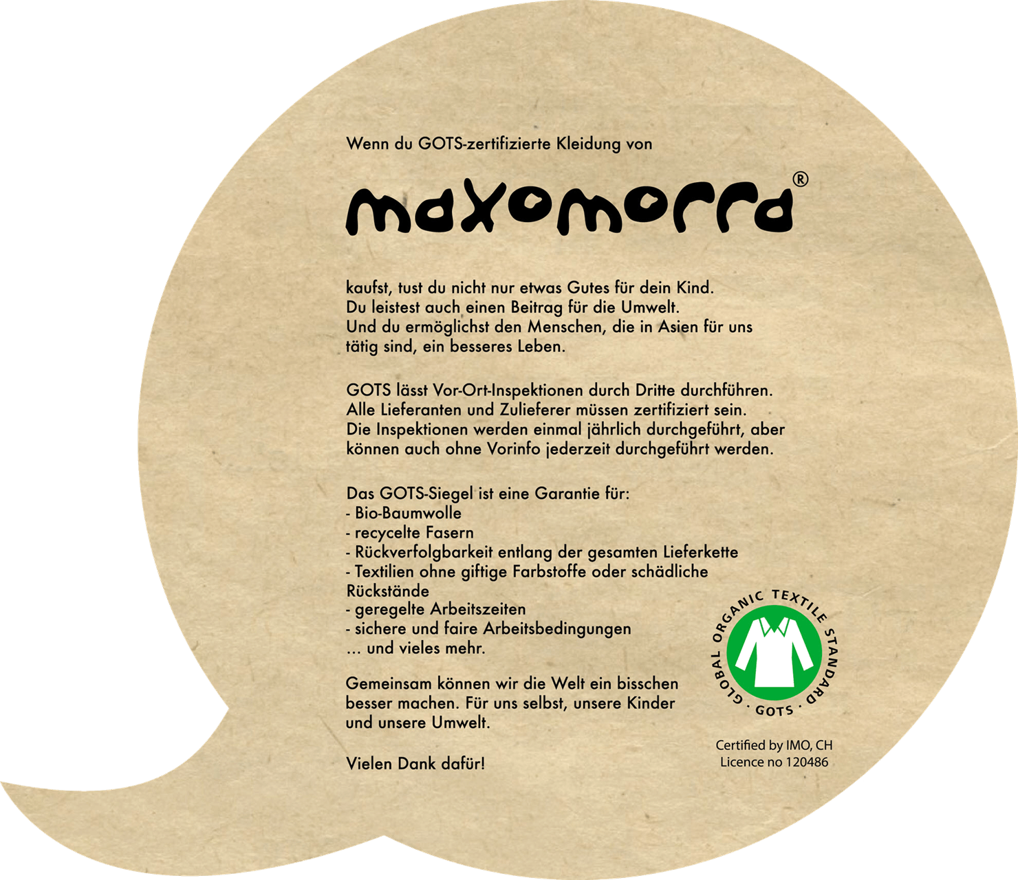 Logo Maxomorra GOTS-Zertifizierung.