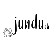 Logo von jundu.ch, Mädchen und Junge mit Schriftzug in weissem Kreis.