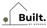 The logo for built by mesman shows a house and a tree.