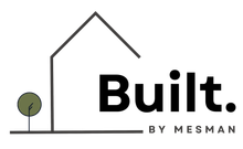 The logo for built by mesman shows a house and a tree.