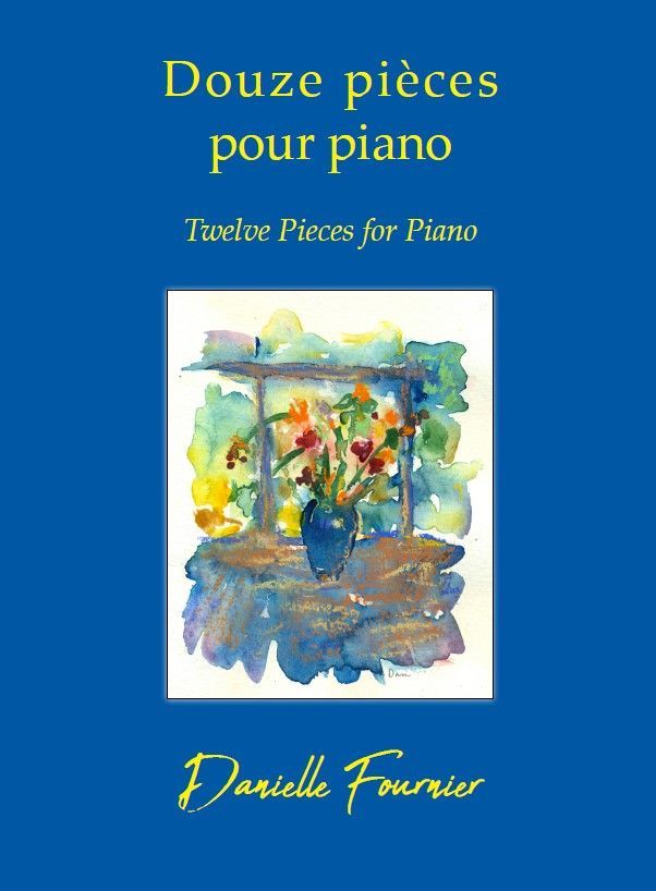 Une couverture de livre bleue avec une peinture de fleurs dessus.