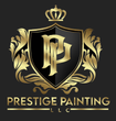 Gold and black logo for "Prestige Painting LLC" with a crown, shield, and ornate design.