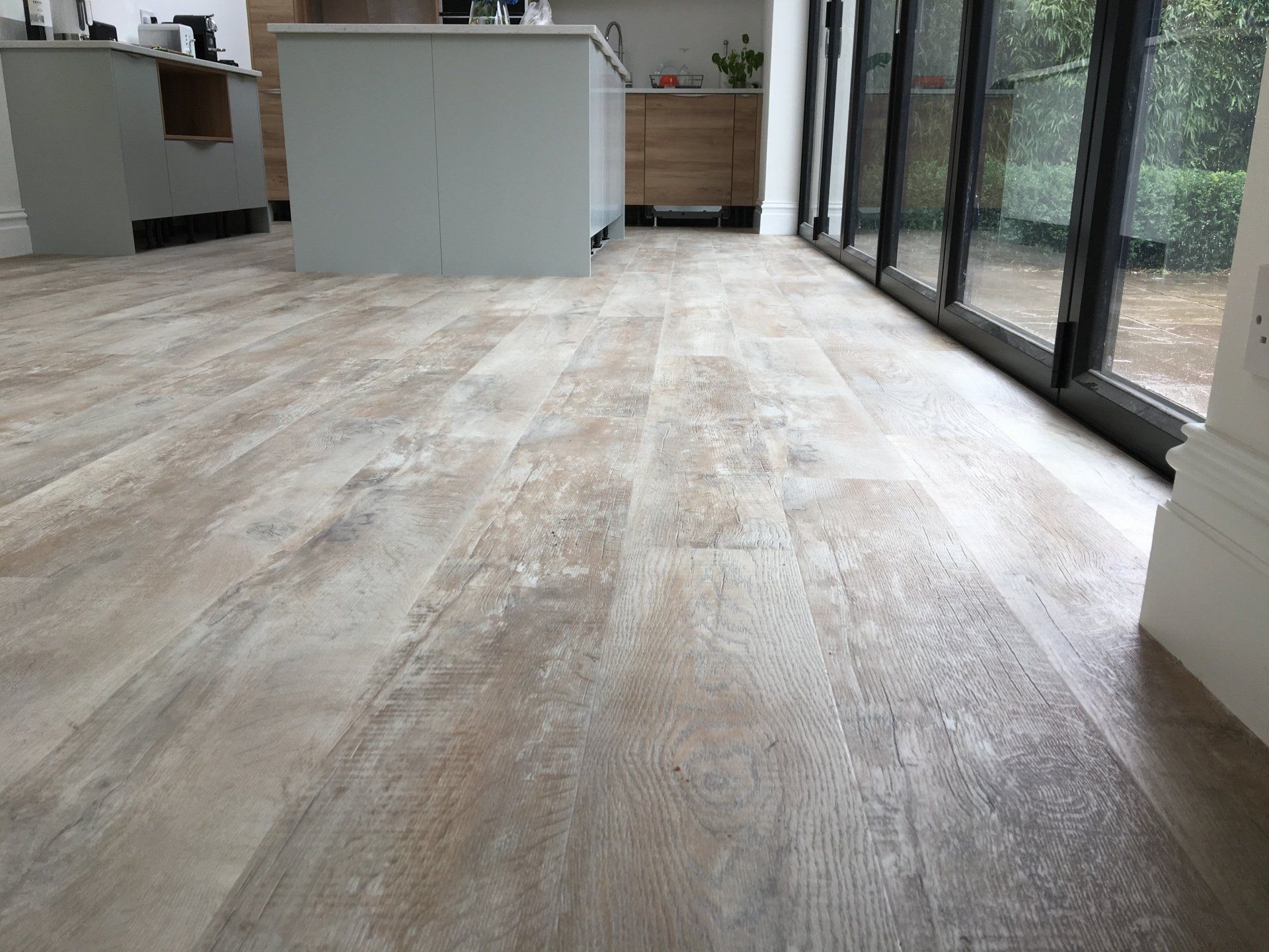 wooden flooring in a kitchen