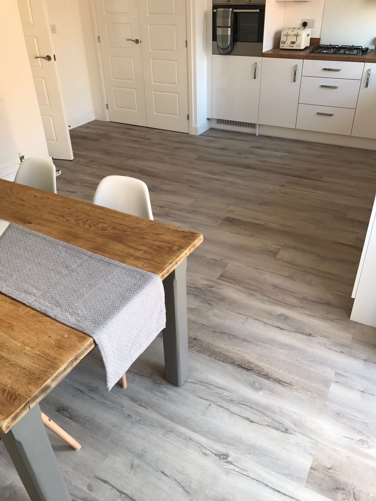 wooden flooring in a dining area