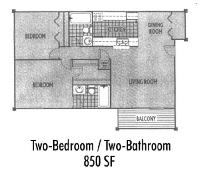 A black and white floor plan of a two bedroom apartment