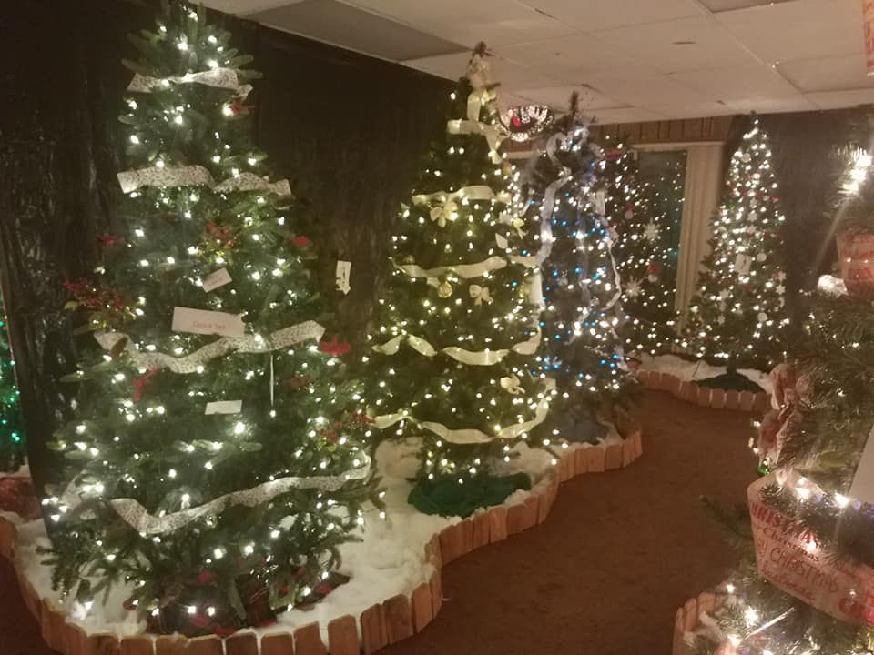 Homestead Pools and Spas Christmas Tree display artificial trees in Salem Ohio