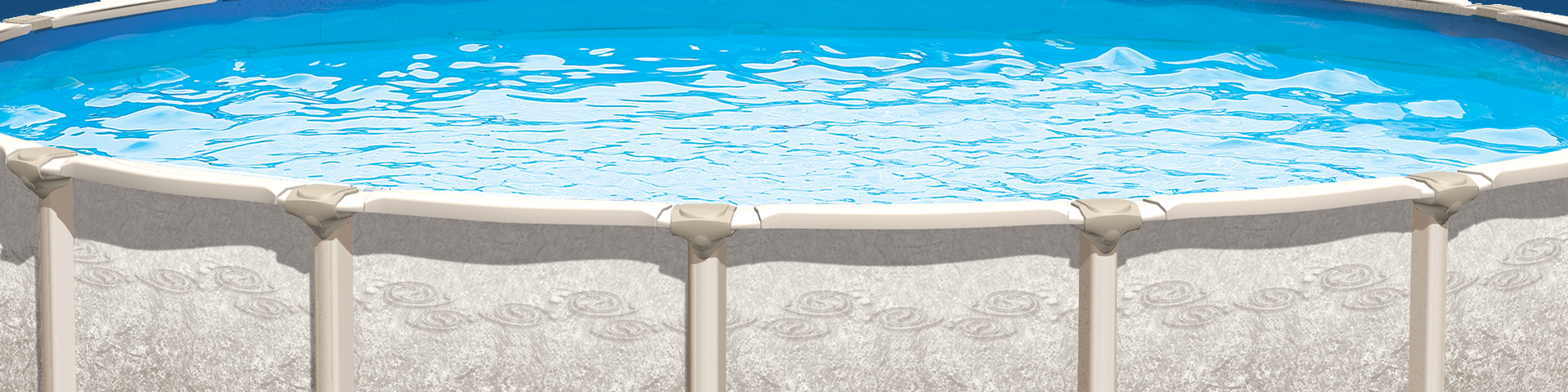 A swimming pool filled with blue water and a white fence.