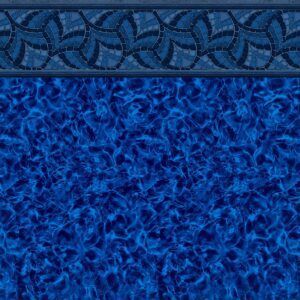 A close up of a blue carpet with a pattern on it.