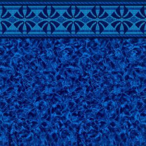 A close up of a blue carpet with a pattern on it.