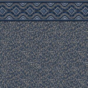 A close up of a blue carpet with a pattern on it.