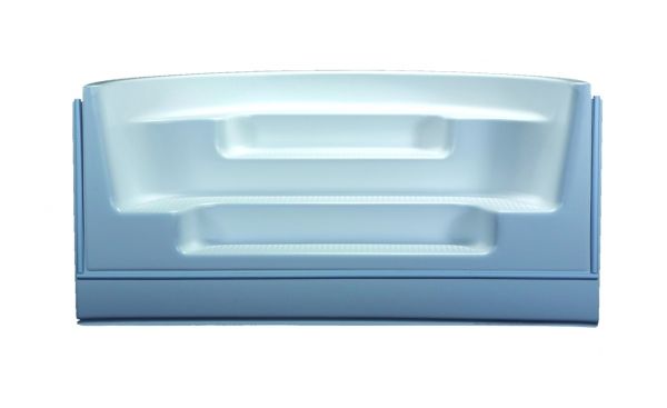 A white plastic staircase with two steps on a white background.