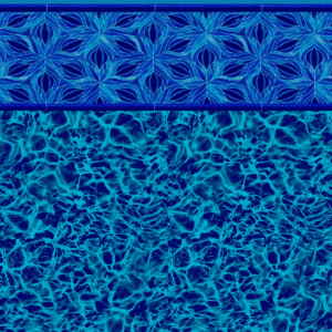 A close up of a swimming pool with a blue tile border.