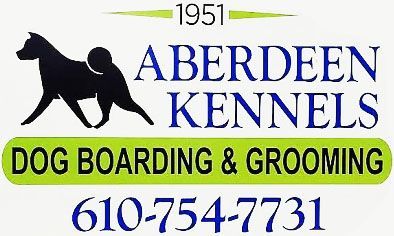 A logo for aberdeen kennels dog boarding and grooming
