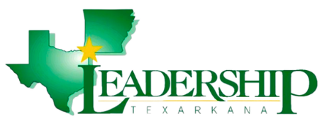 Leadership Texarkana logo with green Texas silhouette and star above stylized text