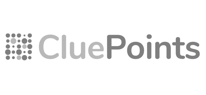A black and white logo for cluepoints on a white background.