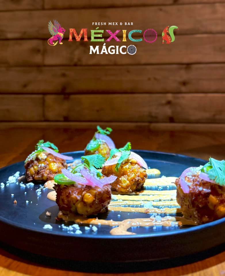 A plate of food with the word mexico on it