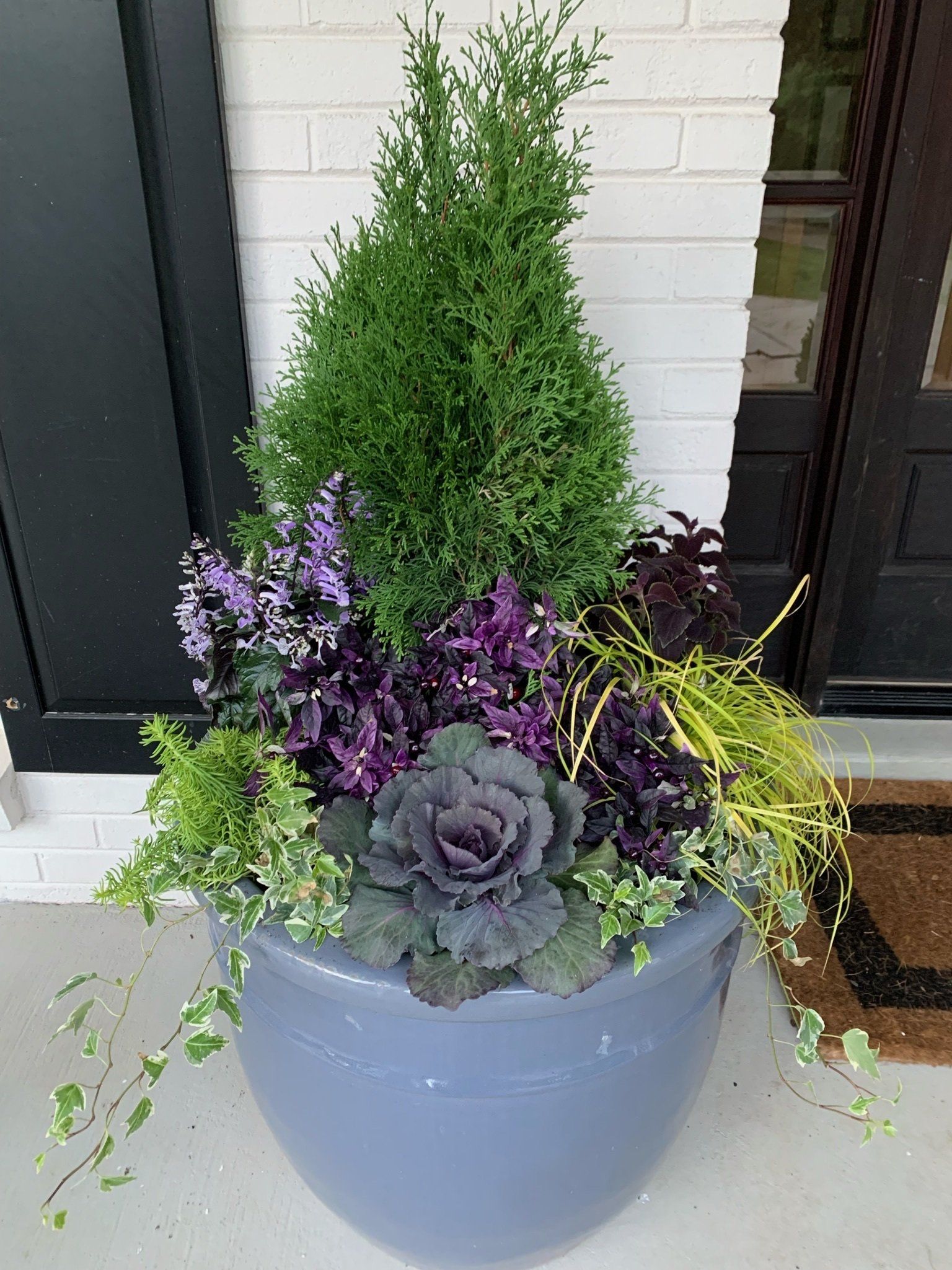 fall-outdoor-planter-with-purples-and-cabbage