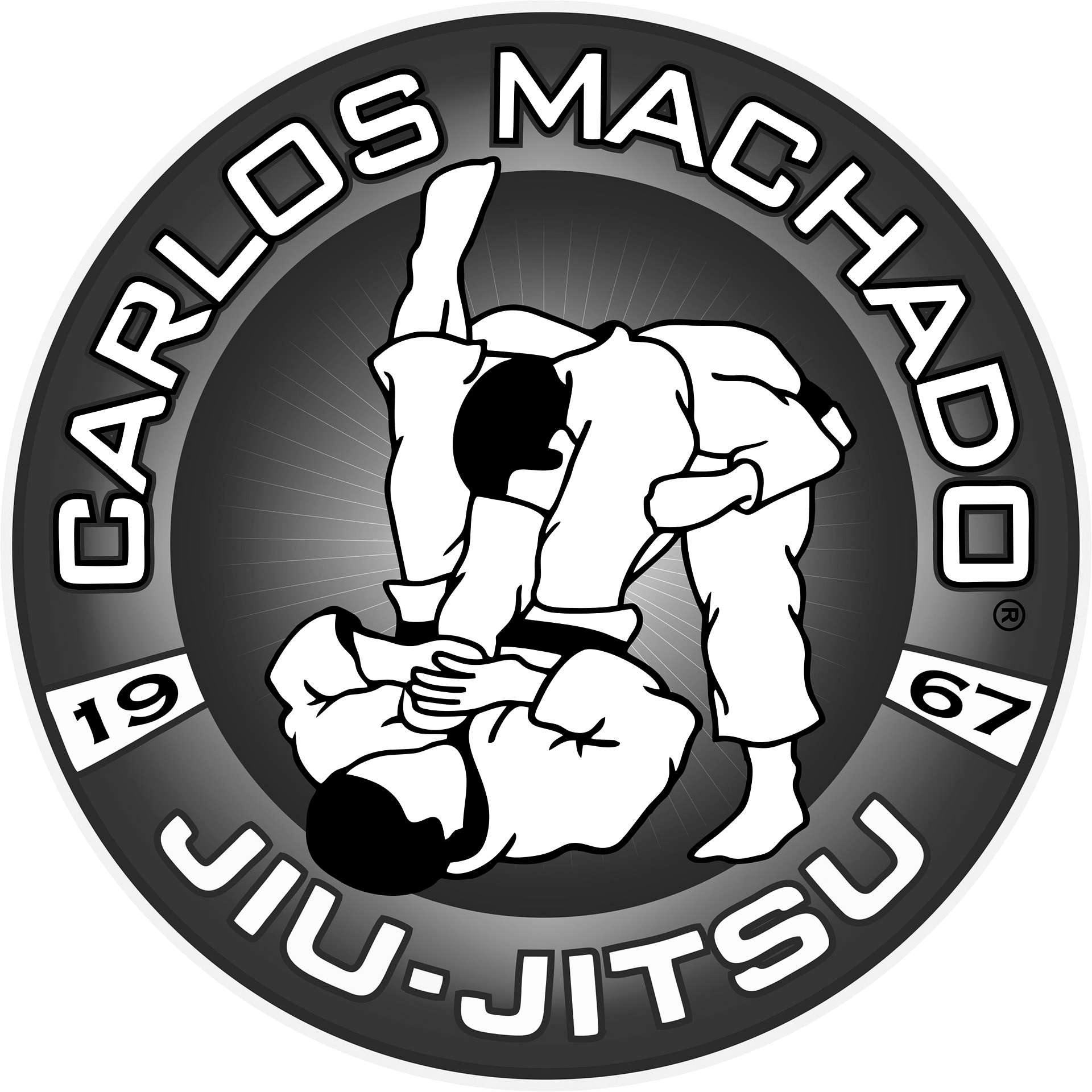 Carlos Machado Jiu-Jitsu logo: two people in a grappling position within a circular design; text 