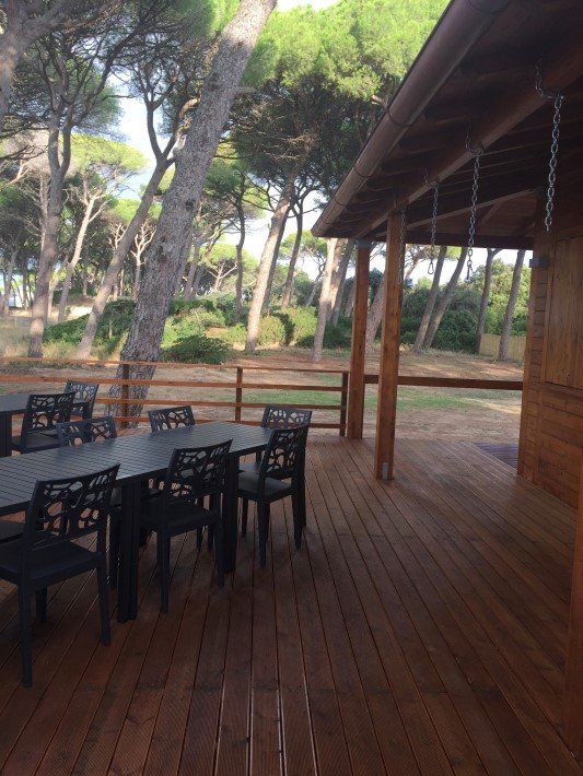 Tables in the resort restaurant