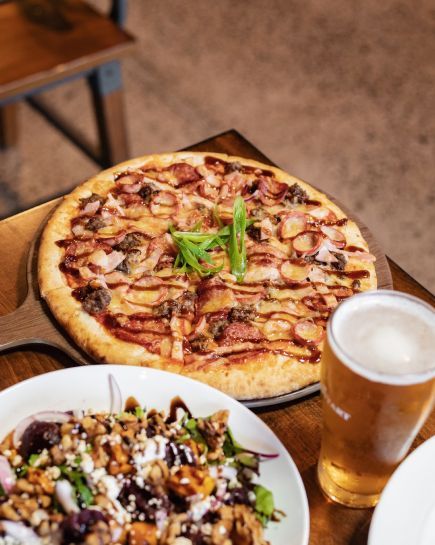 Pizza with a fresh beer at Stock Hotel Toowoomba