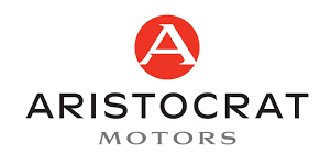 Aristocrat Motors logo with red emblem above black text on a white background