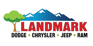 Landmark Dodge Chrysler Jeep Ram logo with mountain and tree graphic