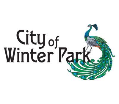 The city of winter park logo has a peacock on it