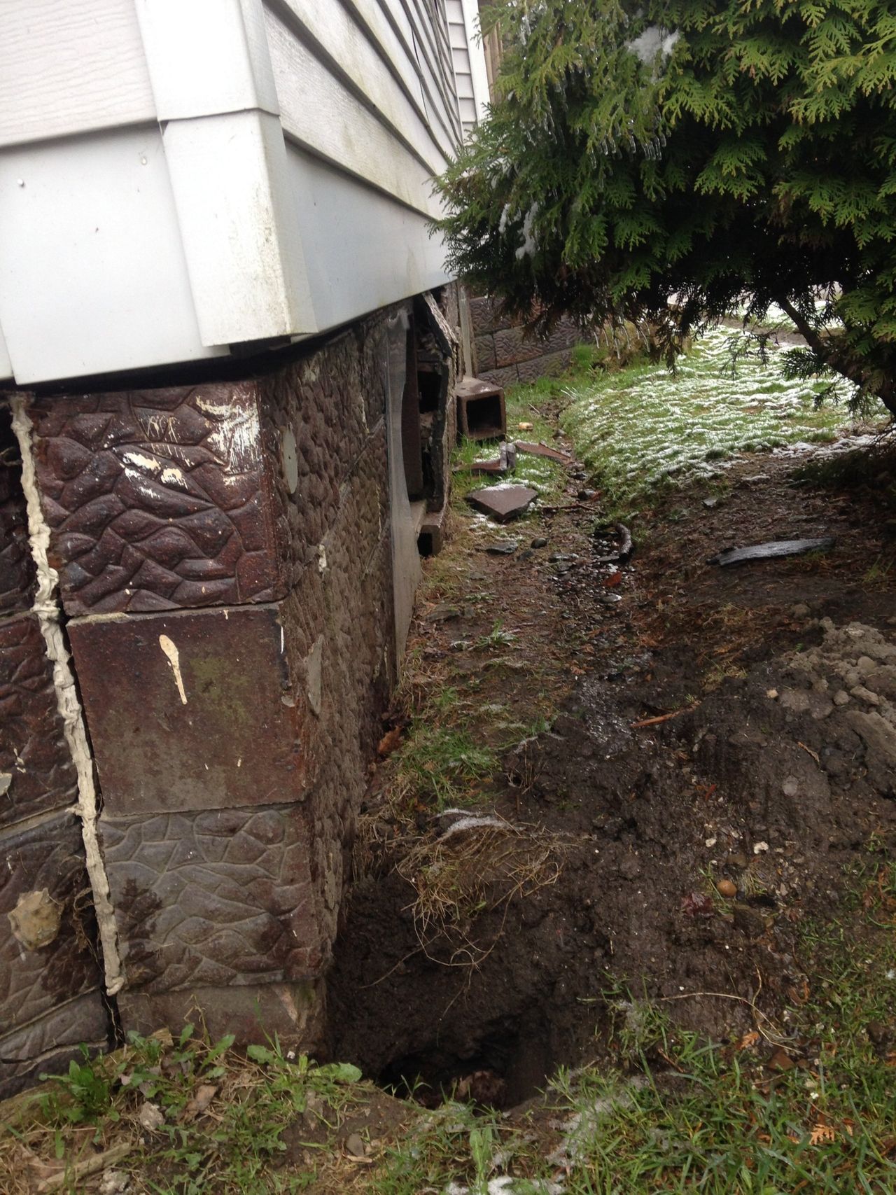 Before Foundation Repair — Cranesville, PA — Brandon C. Kennedy Construction & Excavating