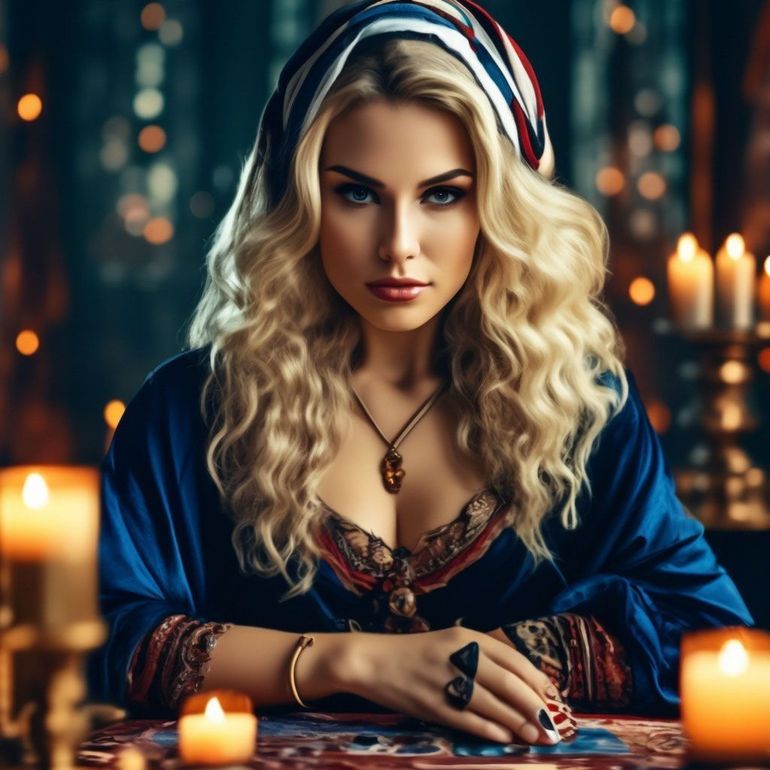 A card with an image of a woman holding a heart in her hand