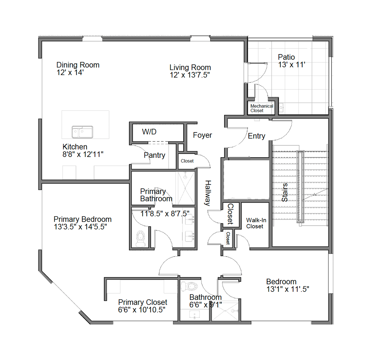 A black and white floor plan of a house.