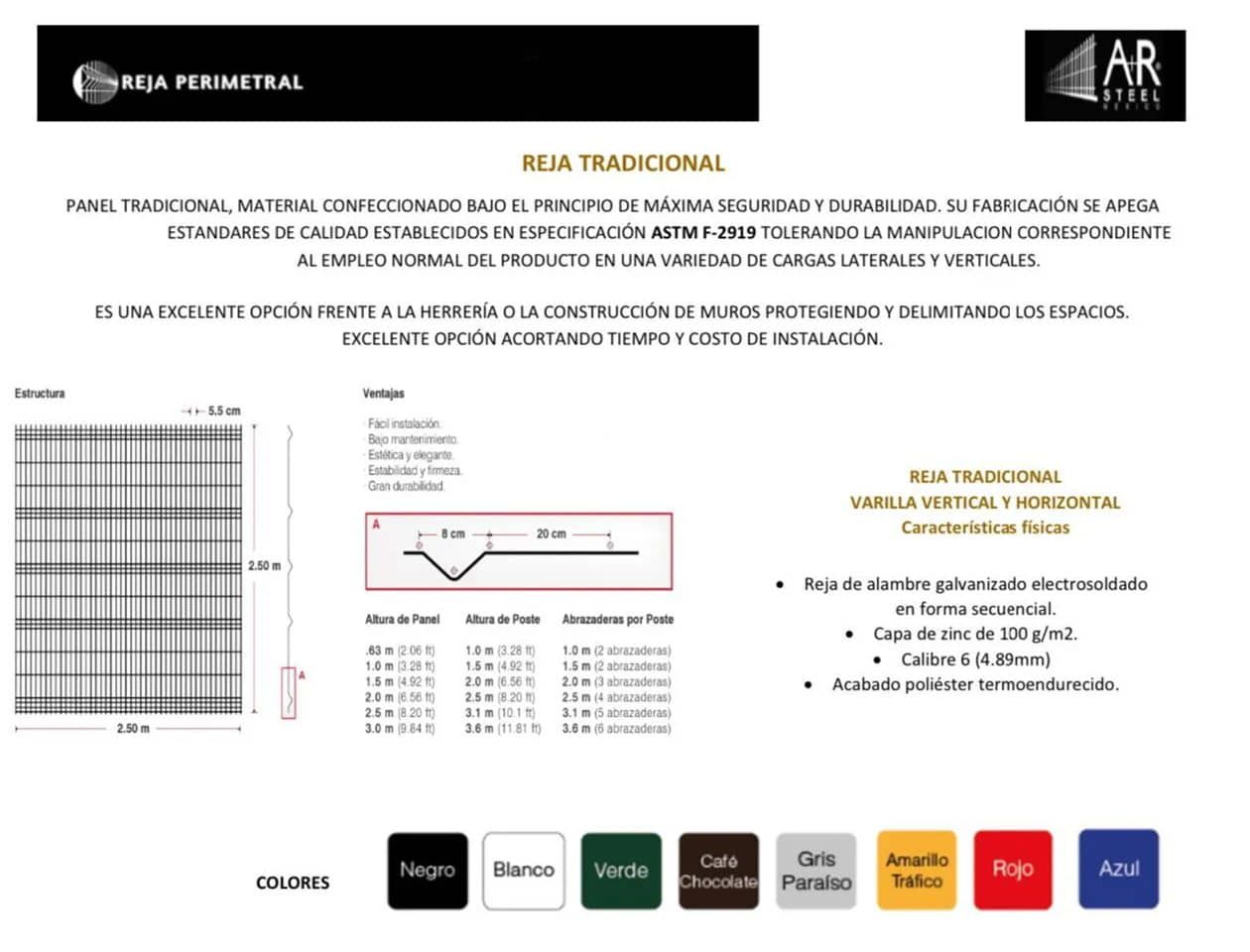 REJA DE ACERO A R STEEL
