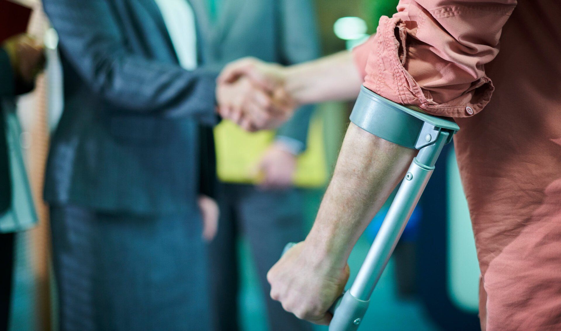 Injured Man And Lawyer Shaking Hand — Goshen, NY — Owen Law Firm PLLC